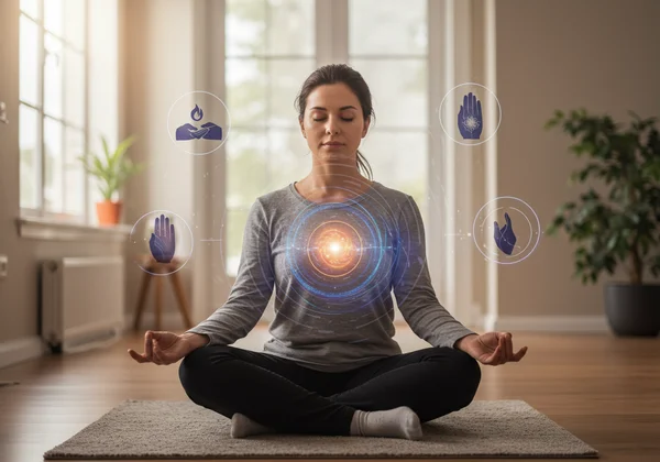 Person practicing grounding techniques to manage panic