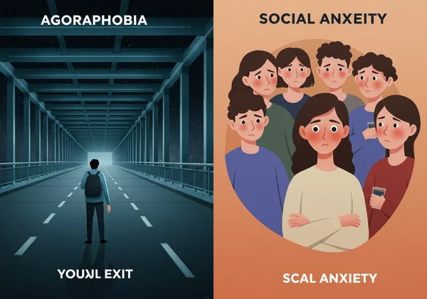 Visual comparison of agoraphobia and social anxiety fears