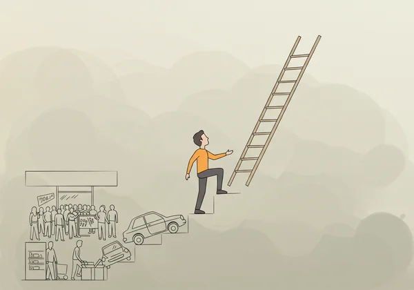 شخص يتسلق سلمًا مصنوعًا من مواقف الخوف