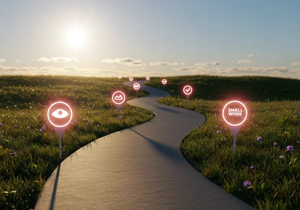 مسار مع معالم، يتتبع تقدم التعافي من رهاب الخلاء