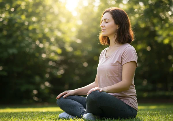 شخص يمارس التنفس العميق لإدارة القلق