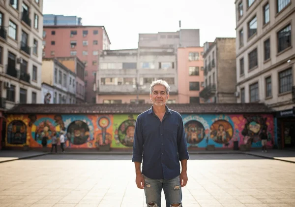 Person in a small, glowing safe zone, outside is blurred.