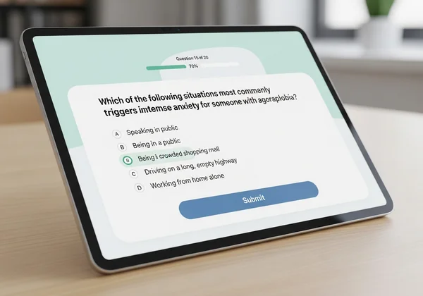 User completing an online agoraphobia test