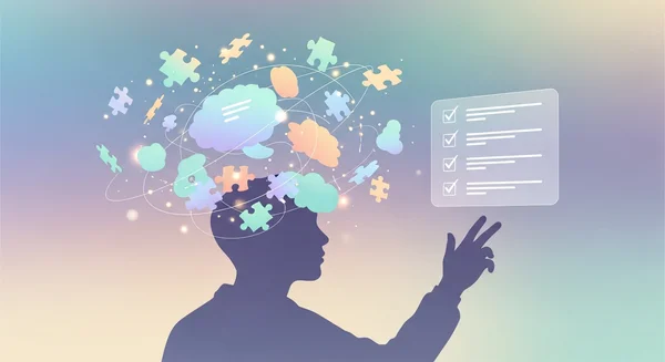 Person thoughtfully completing online questionnaire