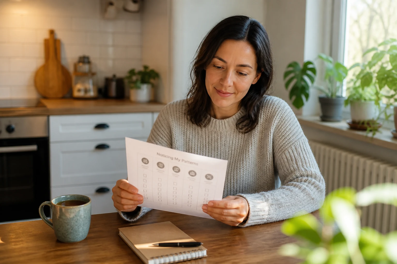 Person reviewing anxiety patterns
